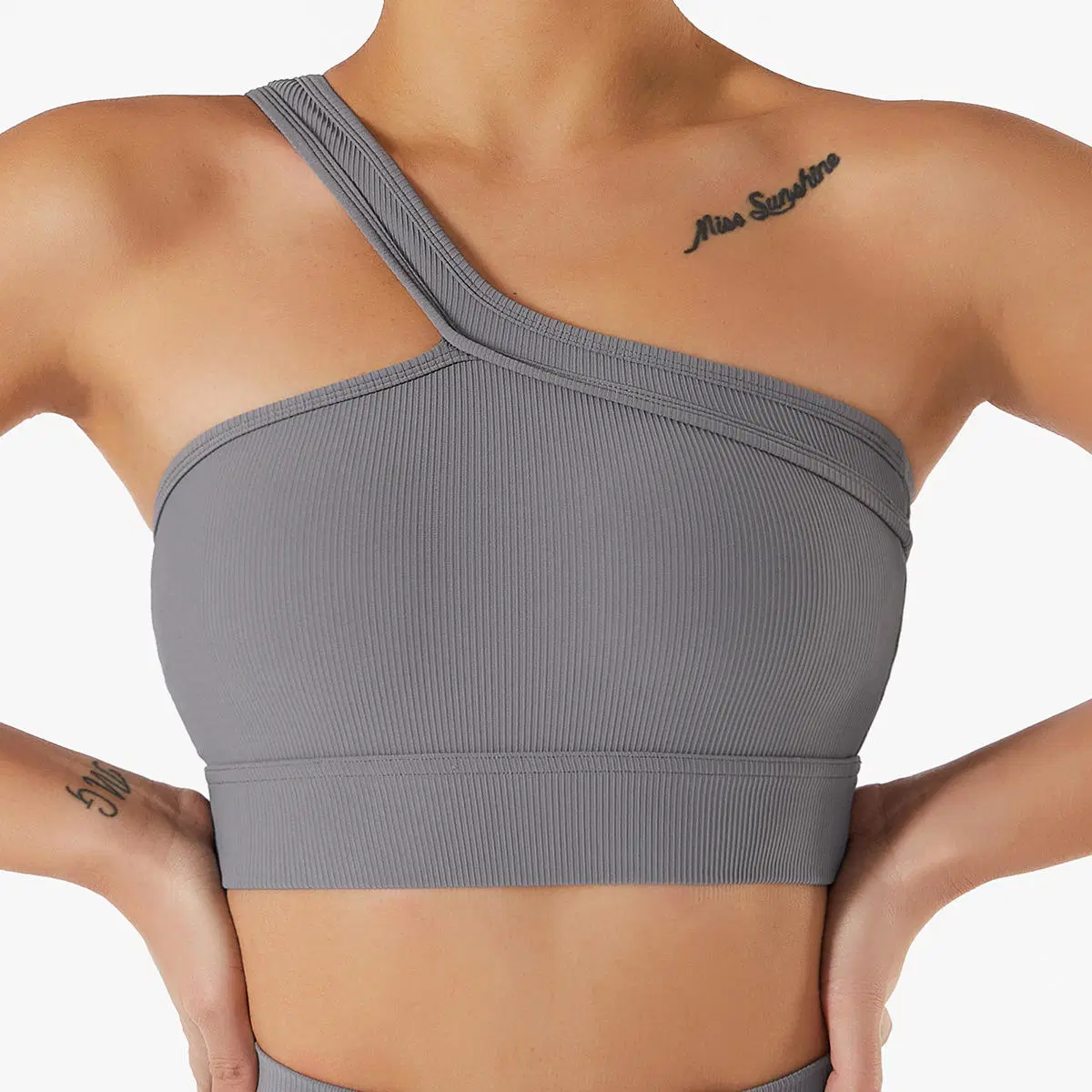 Custom Logo Ribbed Yoga Gym Fitness Crop Top Hot Sexy Booty Bra