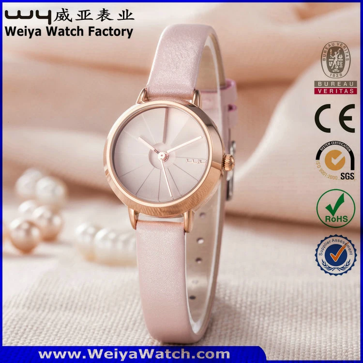 Correa de cuero casual señoras reloj de cuarzo de moda (Wy-133D)