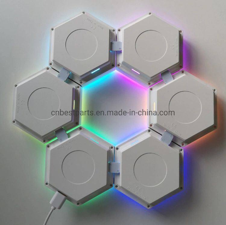 LED Hexagonal Lamps Modular Touch Lamp Sensitive Magnetic Wall Night Quantum Lights for Xmas Home Decoration USB RGB Night Sensor Light