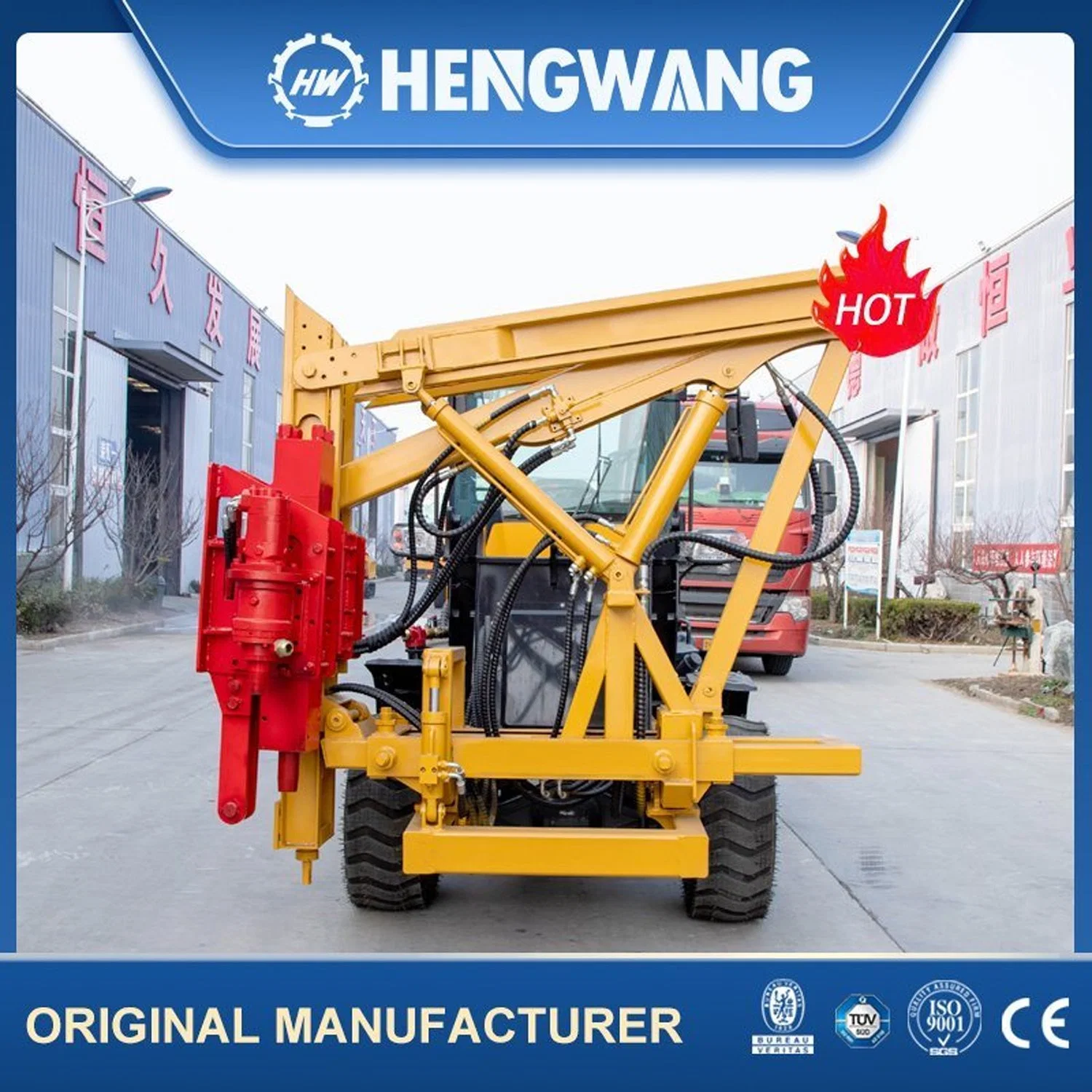 Four-Wheel Drive Highway Guardrail Hydraulic Power Hammer Pile Driver Equipment