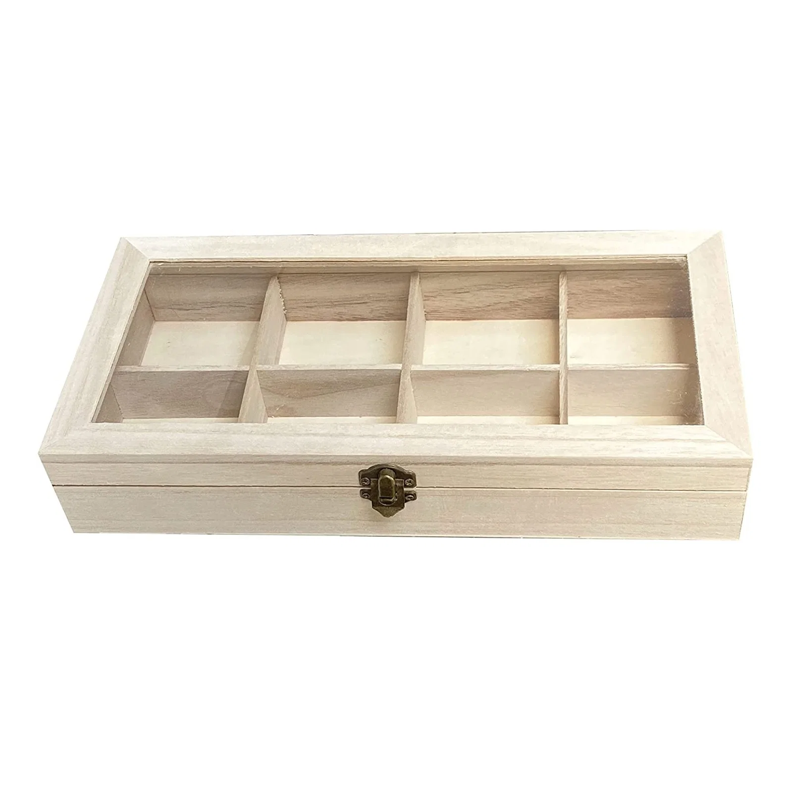 8 Grid Unfinished Wooden Box Necklace Ring Earring Box Jewelry Display Organizer