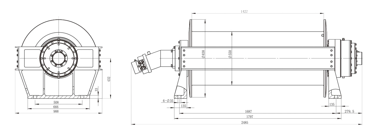 16ton Hydraulic Boat Anchor Winch for Heavy Equipment Transporters