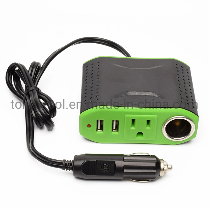 DC a AC INVERTER portátil Coche 100W Inversor de potencia DC 12V a 110V CA Converter con dos puertos USB y una salida DC 12V