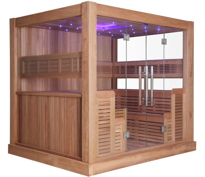 Sauna de infrarrojos para interiores en casa de cedro rojo macizo de gran tamaño más popular