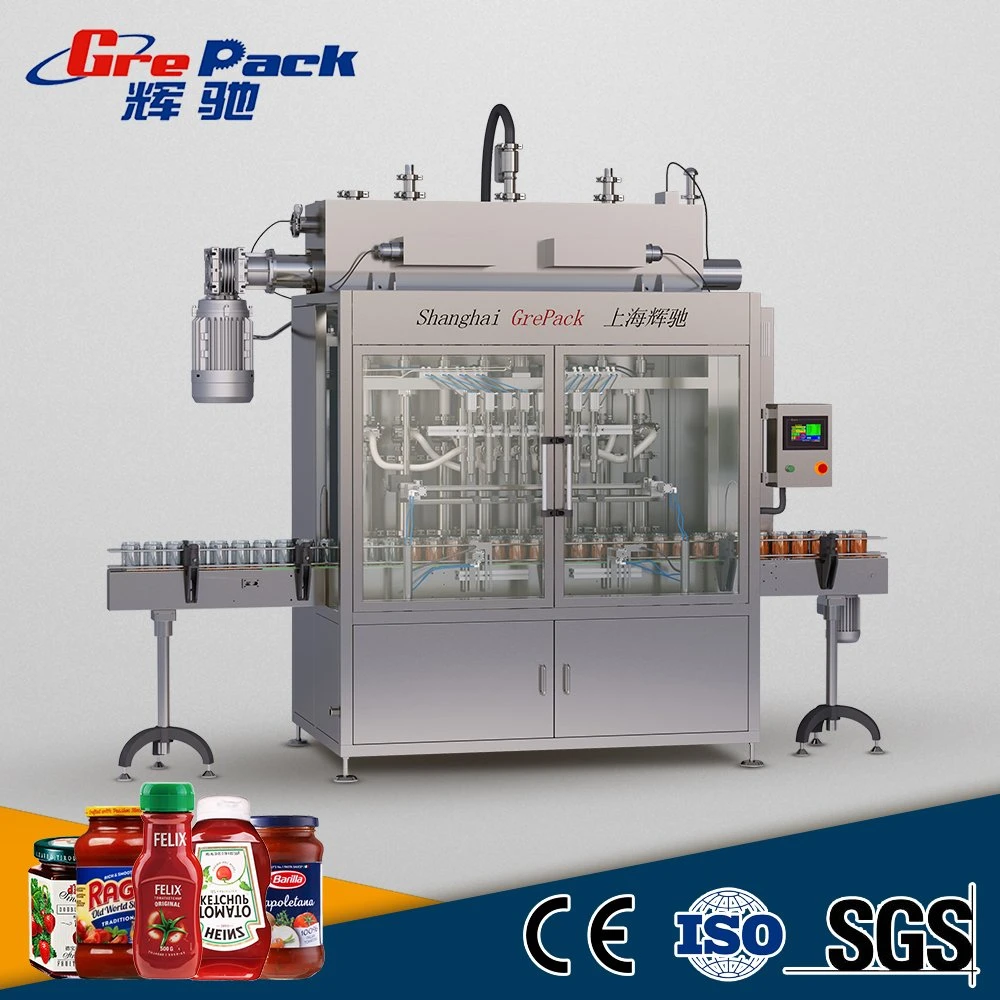 Anti-Dropping Nozzles Tomato Sauce Cup Filling Capping Machine with Bottles Paste Sauce Glass Bottles Chilli Filling Line