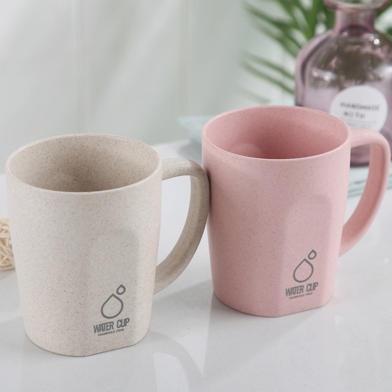 Colorful Wheat Straw Mugs Biodegradable Plastic Cups Eco Wheat Fiber Drinking Mug with Handle