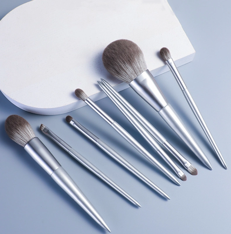 8PCS Professional Cosmetic Tools فرشاة مقبض خشبية مع شعر اصطناعي