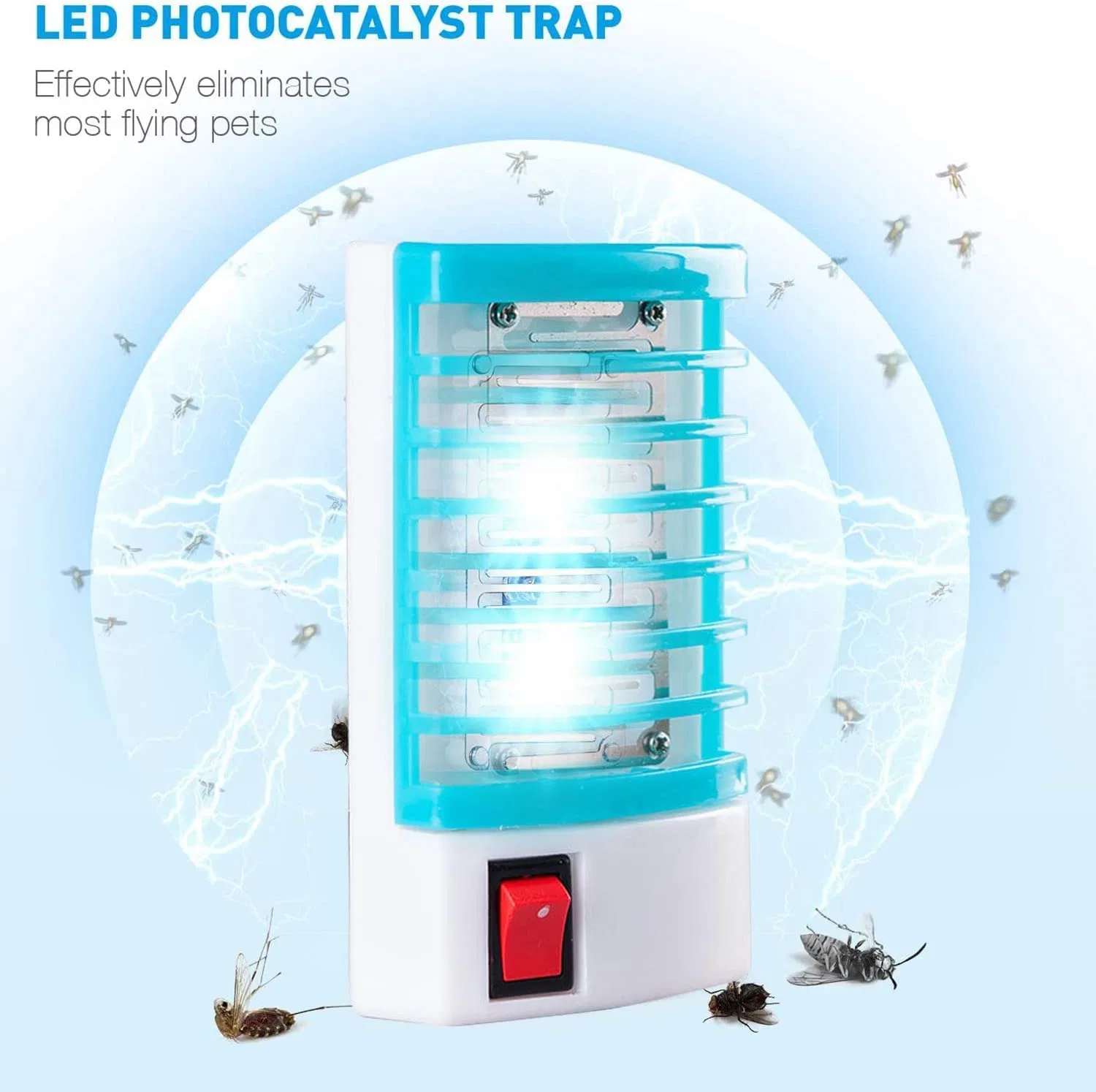 Cocina de insectos electrónicos Mosquito Killer Killer Luz Matamoscas Salón Interior Oficina Electrónica inteligente de la trampa de moscas Insecticida de Contacto de luz LED de la trampa de inicio