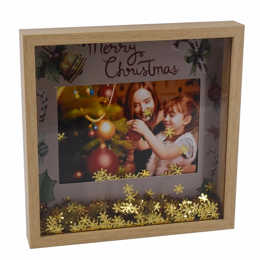 New Wooden Looking Glitter Christmas Gift Photo Frame