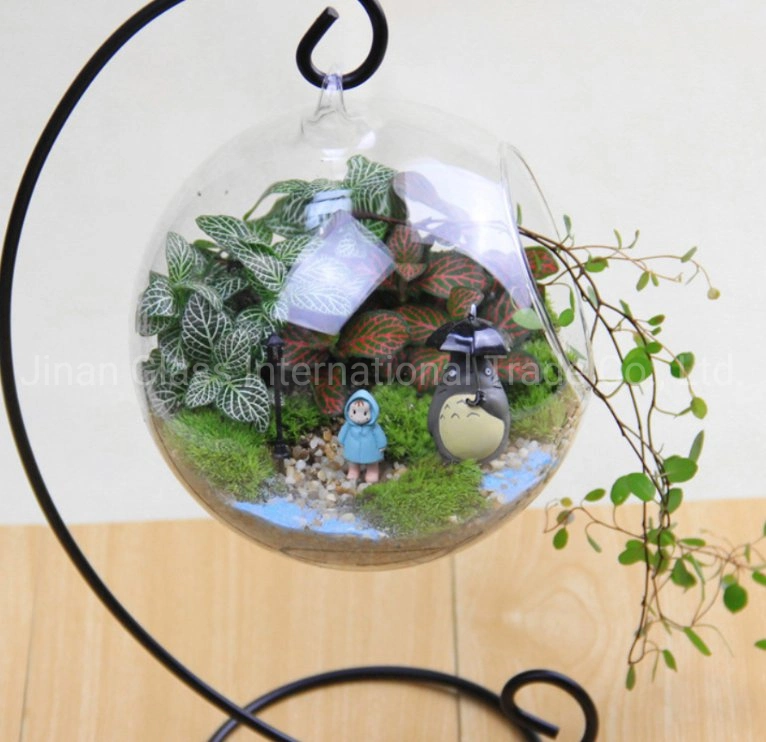 Micro Landscape Iron Frame Glasvase Transparent Hängende Runde Flasche Moss DIY Vase Creative Home Crafts