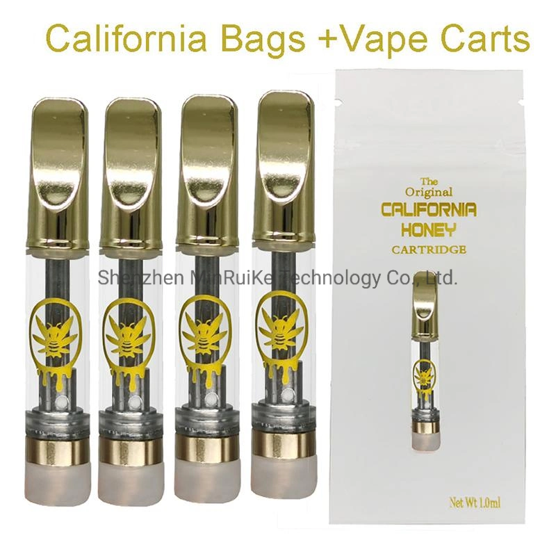 California Honey Bags Vape Carts 0.8ml 1.0ml Cartridges 510 Thread Empty Vaporizer 2.0mm Holes Copper Drip Tips