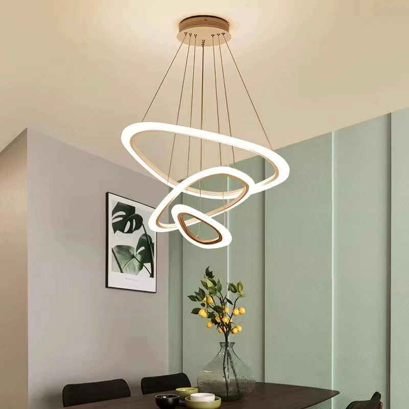 Smart Remote Control Modern LED Light Luxury Linear Aluminum Ceiling Lamp Chandelier