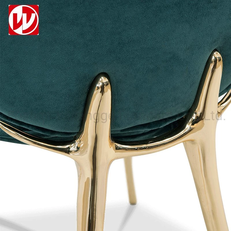 Qatar High-End Luxury Wedding Design Beige Velvet Banquet Dining Chair Gold Stainless Steel Wedding Chair