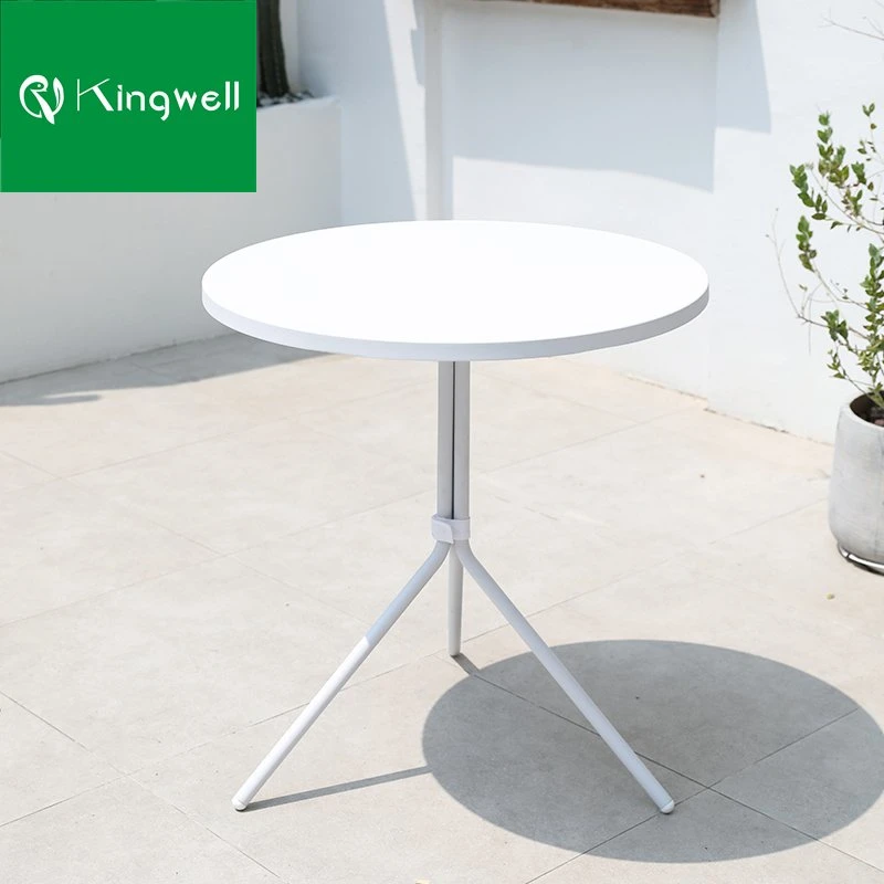 White Round Shape Garden Outdoor Table with Aluminum 3 Legs