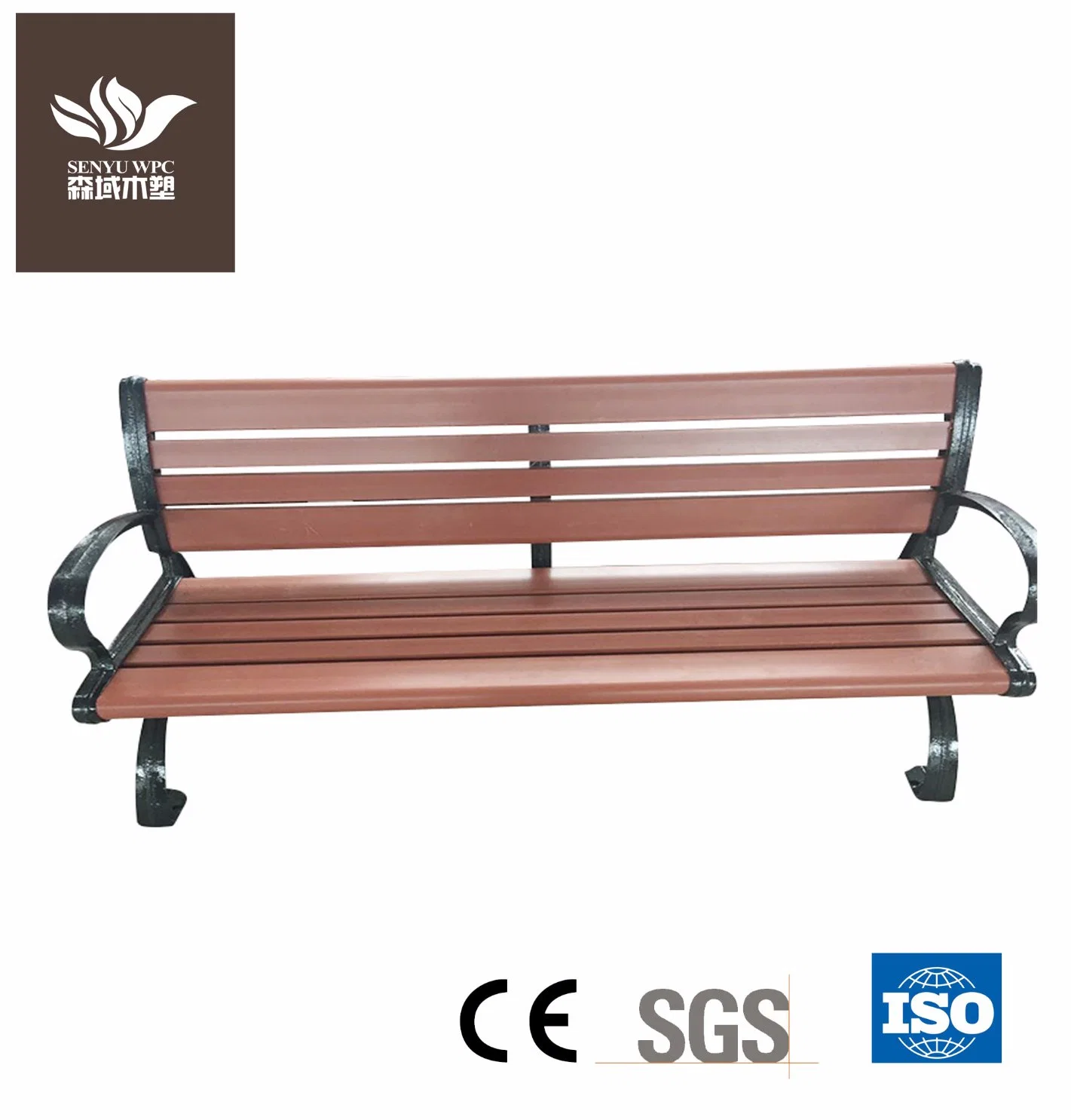 Long Bench Garden Public Park Sitting WPC Aluminum Wood Slats for Benches