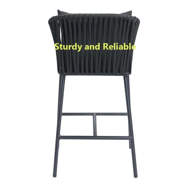 Hotel Outdoor Garden Stool Furniture Woven Rope Aluminum High Bar Chair