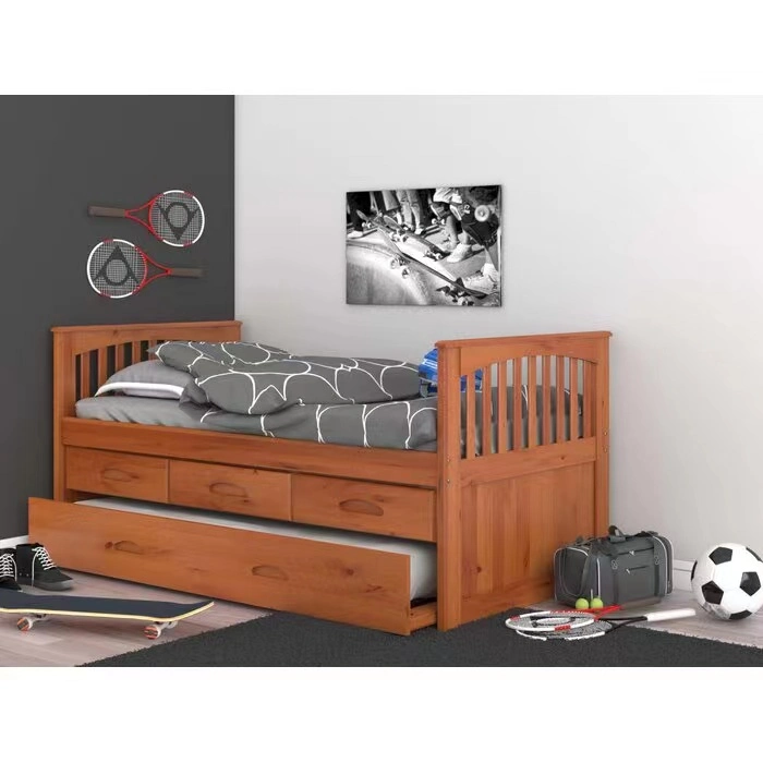 Wholesale Durable Bedroom Bed Furniture 3 Drawers Solid Wood Double Platform Bed Frame Storage Flat Sofa Bed