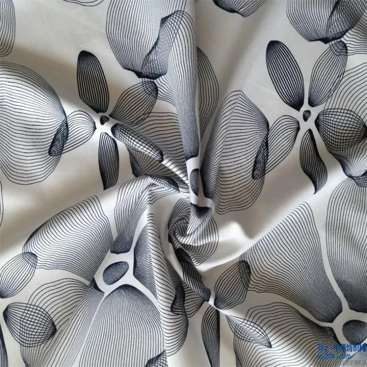 Película de secagem rápida impressão digital em polipropileno estampado de fibra de poliéster de fibra de trão Tecido de veludo para calças de praia casuais de alta elasticidade com mola
