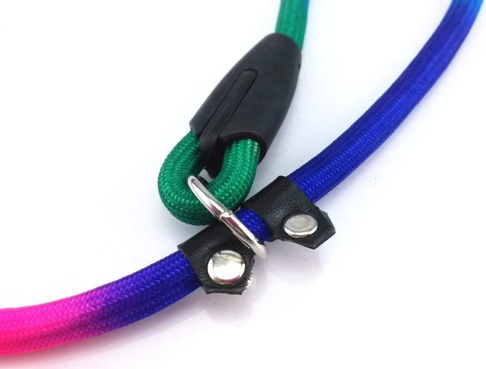 Rainbow Pet Dog Nylon Leash Adjustable Loop Slip Lead Rope