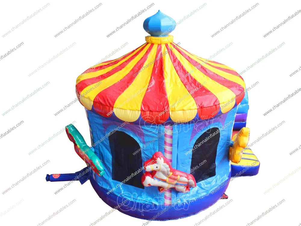 Orginal Design Parc d'attractions pour enfants Carnaval Carousel Combo Slide Bouncy Castle Jumping House des rebonds inflatables