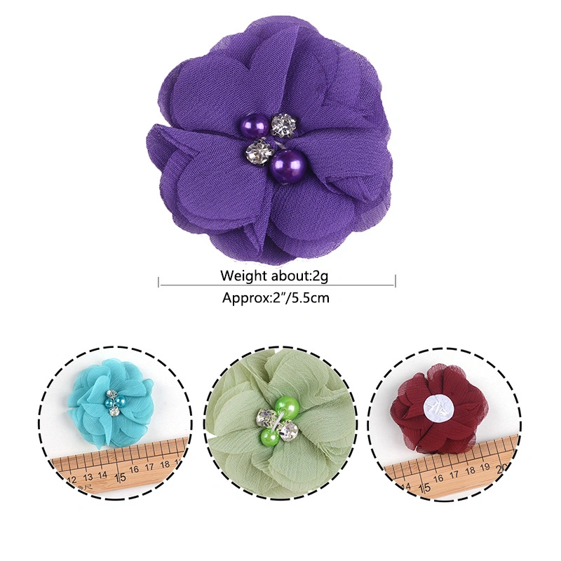 Lbv Accessories Hand Sewn Pearl Rhindiamonds Chiffon Flowers DIY Children&prime; S Headwear Hairpin