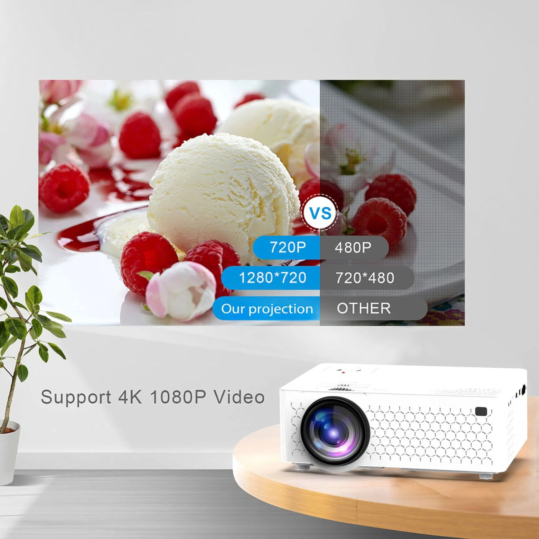 Projector 7500 Lumens with 100" Projector Screen 1080P Full HD Supported Portable Projector