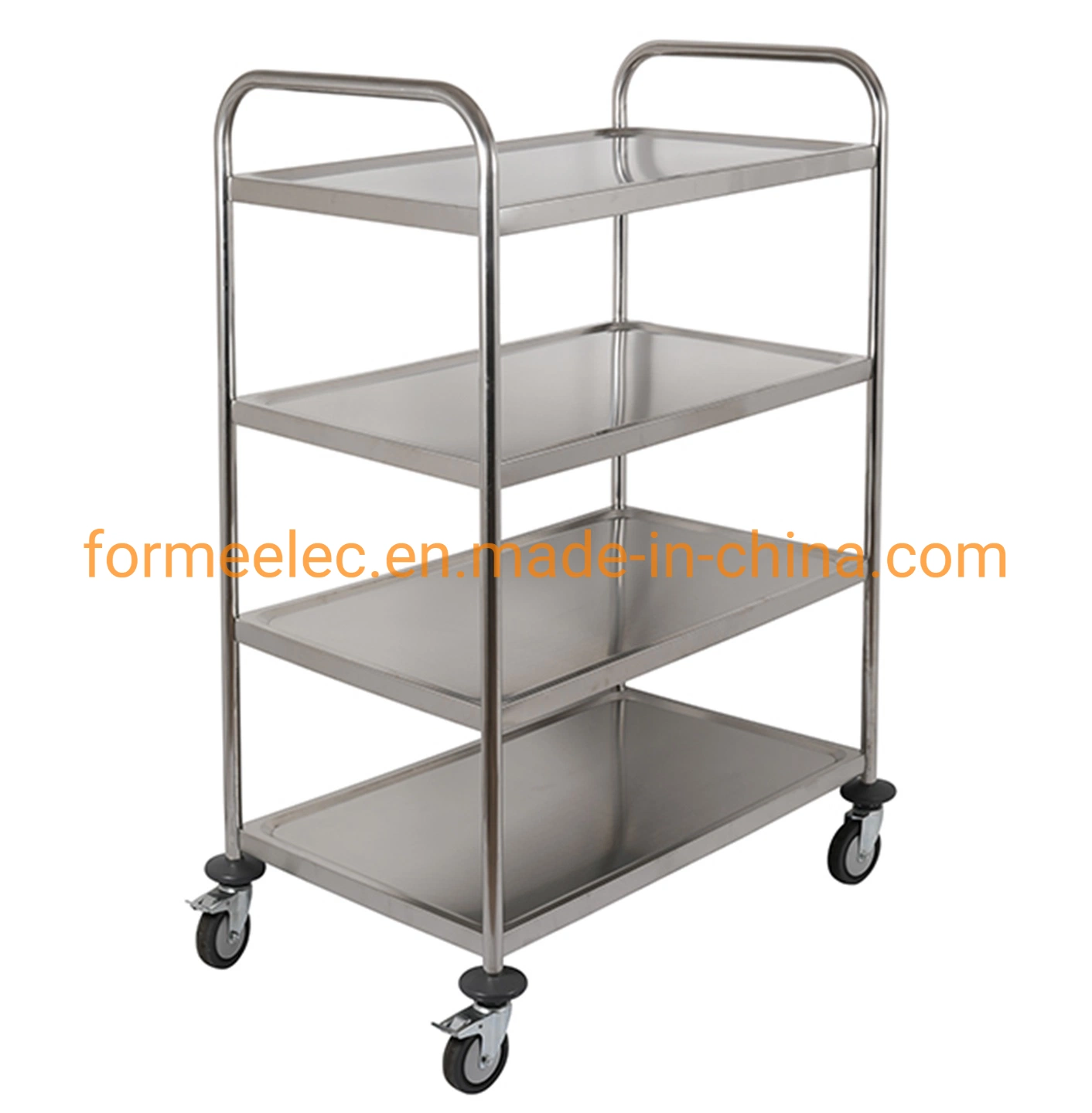 Round Tube Serving Cart Restaurant Trolley Dining Cart 4 Layers Steel Hotel Service Cart