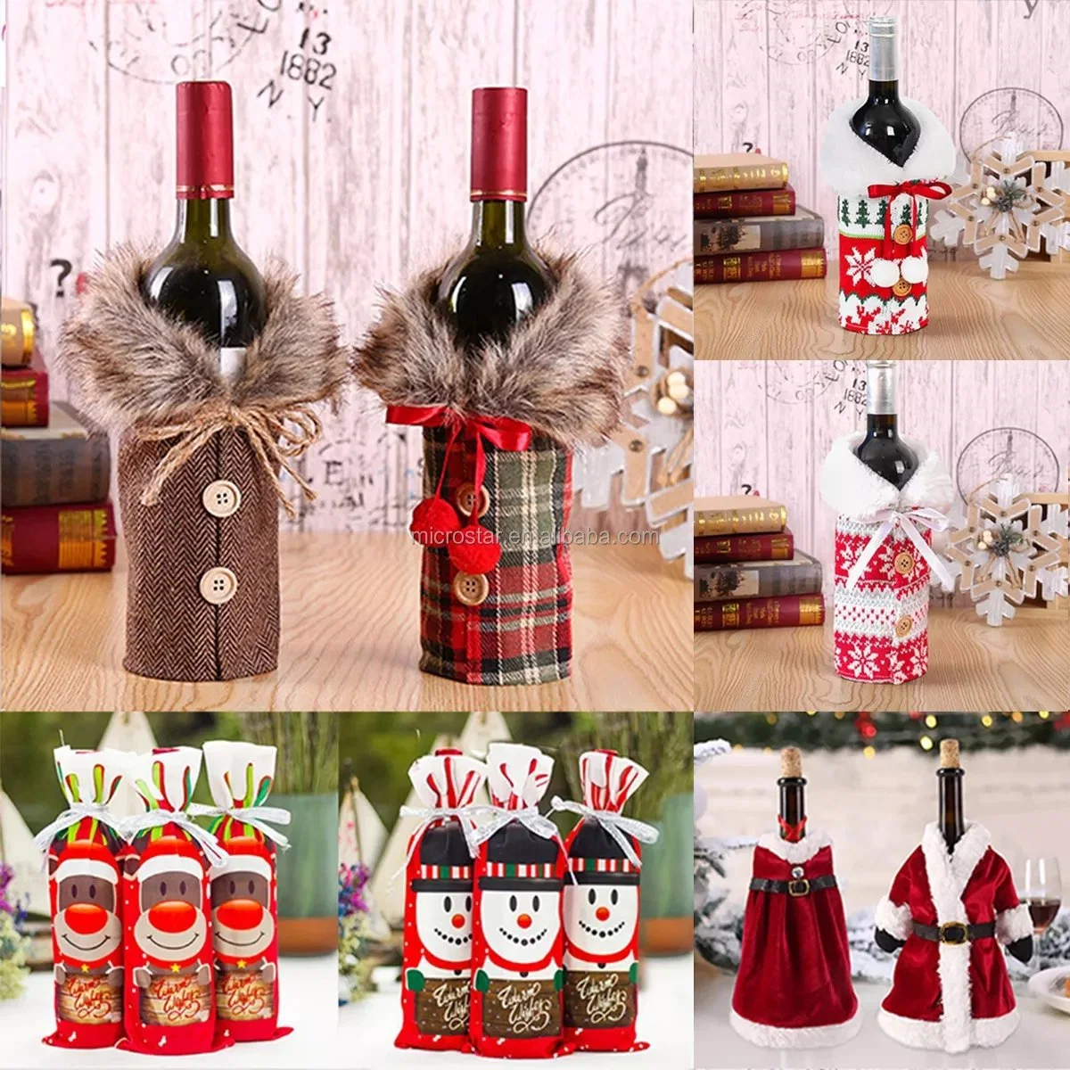 Decorative Christmas Wine Bottle Cover Bags Merry Christmas Decor for Hom Christmas Ornaments Xmas Gift