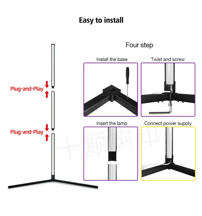 Modern Home Decorative RGB Remote Control LED Floor Standing Lamp Corner Light