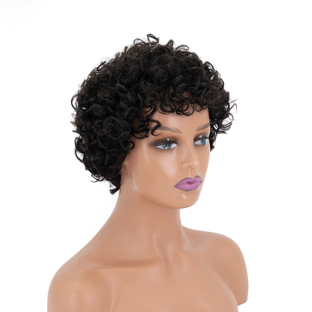 Kbeth Afro Kinky Curly Wigs für Mädchen 2021 Fashion Short Maschine hergestellt bereit zu versenden sehr günstige Fabrik Großhandelspreis Benutzerdefinierte Remy Damen Perücke für Schönheit