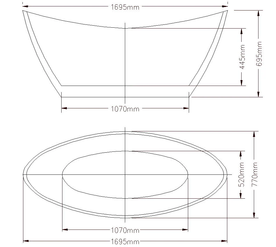 Bathrooms 1500mm/1700mm Double Ended Slipper Morden Freestanding Acrylic Bathtub