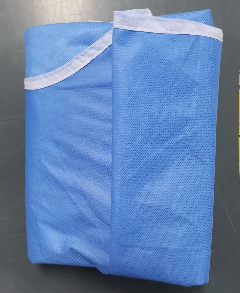 Factory Direct Disposable Non-Woven Fabric SMS Knitted Cuffs Thickened Anti-Wear Beauty Dustproof Isolation Surgical Gown