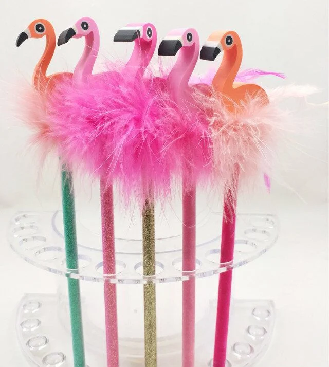 Popular Pink Flamingo Cute Wooden Hb Standard Carton Pencils for Children Personalize Pencil with Earser