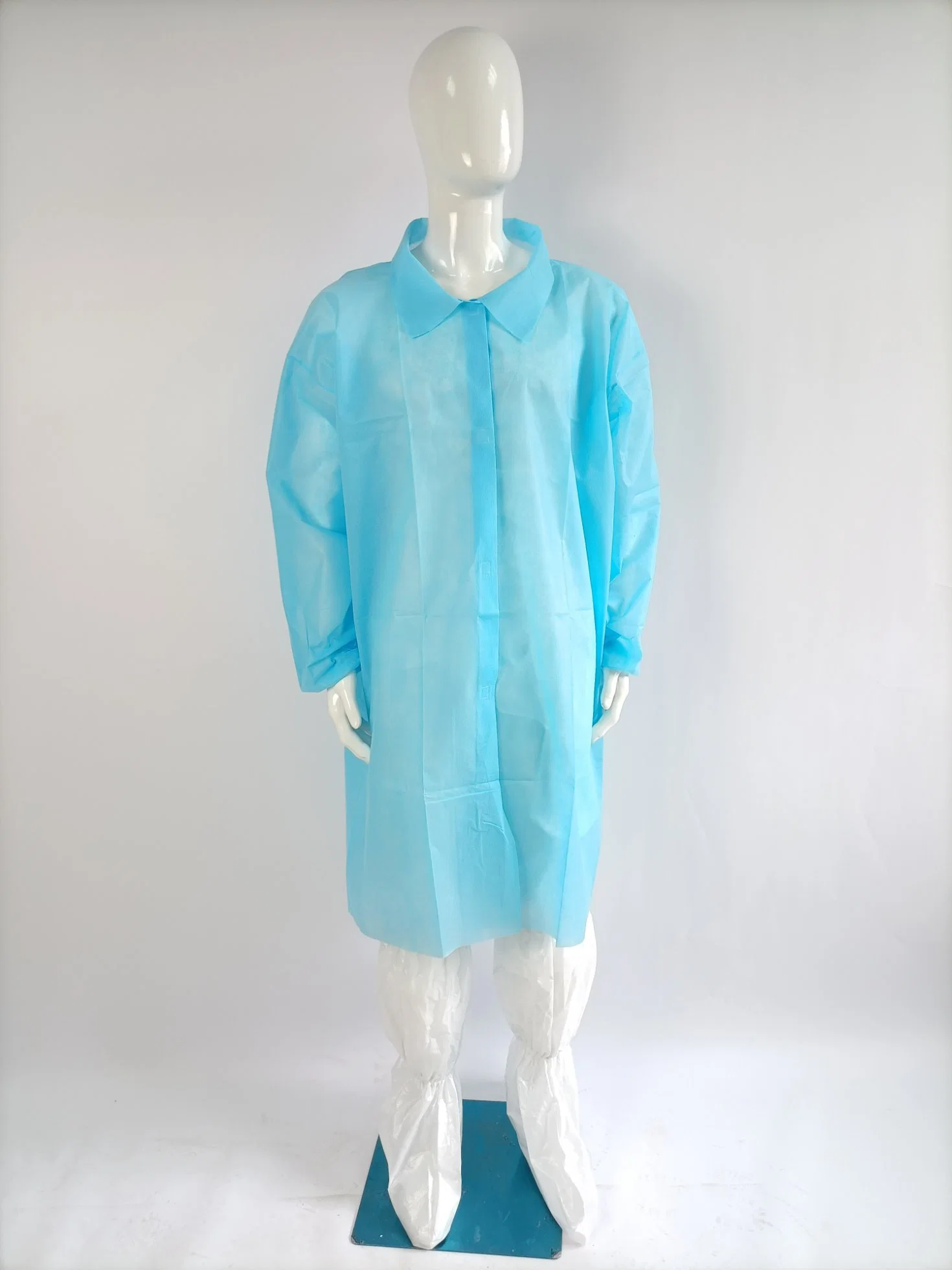 Blue Lab Coat Nonwoven Lab Coat PP Lab Coat Knitted Cuff