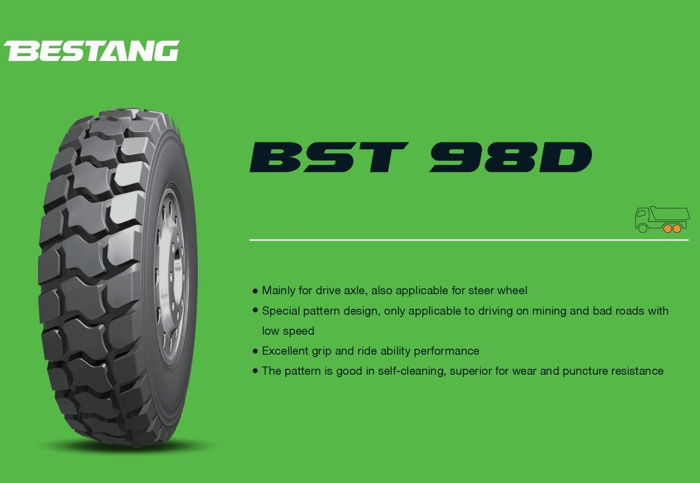 Bestang Truck Tires Chinese Tyres Bst 98d 10.00r20 with Good Grip and Traction Performance for Drive Axle