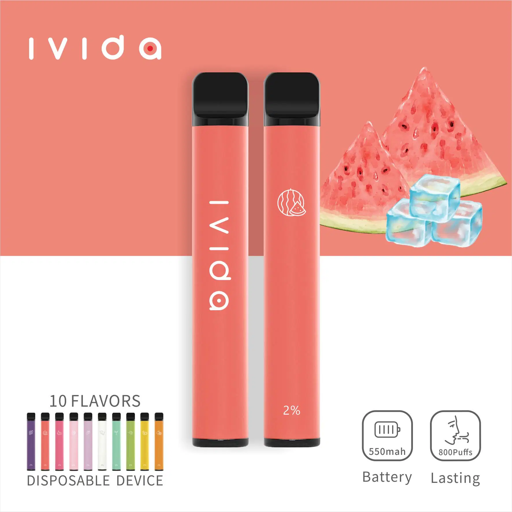 2023 Hot Vape Ivida Wholesale/Supplier Price 600 Puffs 2ml Tpd 	Disposable/Chargeable Flavor Vape