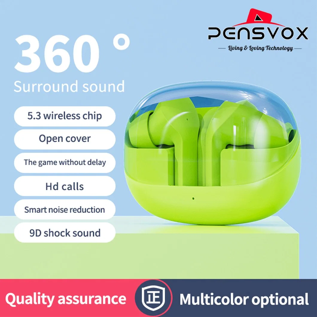 Pensvox Stock in-Ear Headphone Tws Earbuds Wireless Earplugs Bluetooth Earphone with Mobile Handsfree Earpiece for Apple Airpods iPhone Smart Phone