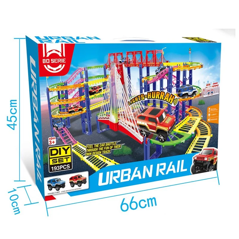 Hot Sale Newest Colorful Electric Rail Slot Car Race Track Plastic Racing Track Rail Toy Car