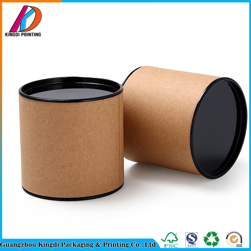 Promotion Cylinder Kraft Paper Packaging Box with Metal Lid