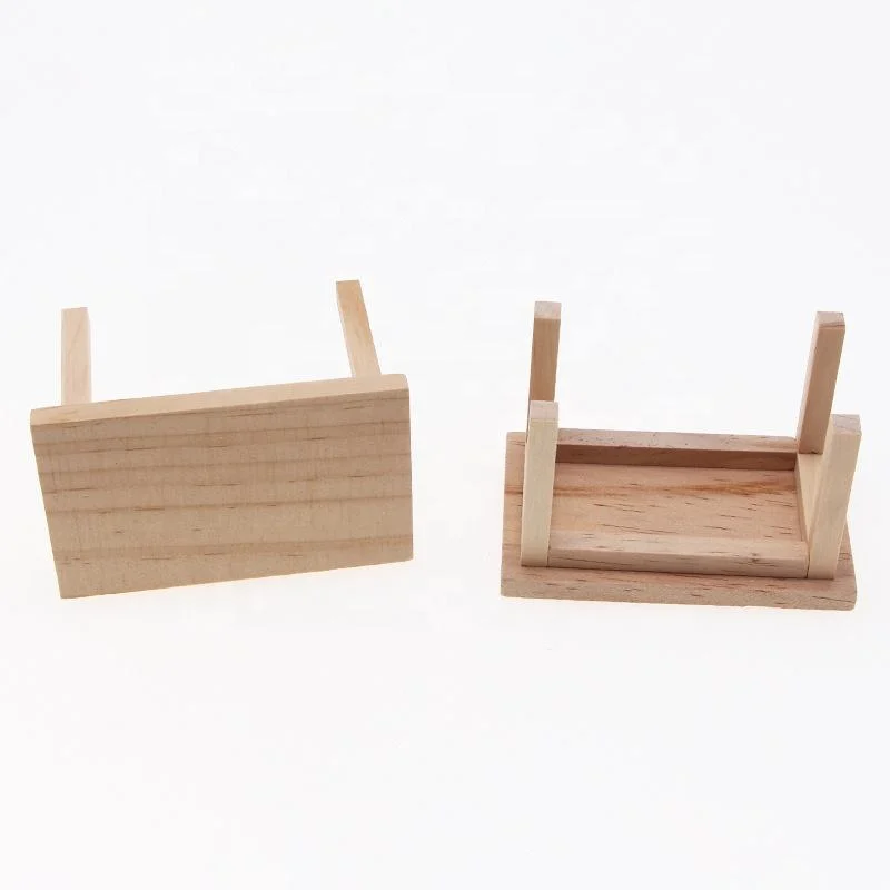 Dollhouse Miniature Wooden Rectangle Table Model Toys DIY Furniture Accessories Toy for Dollhouse