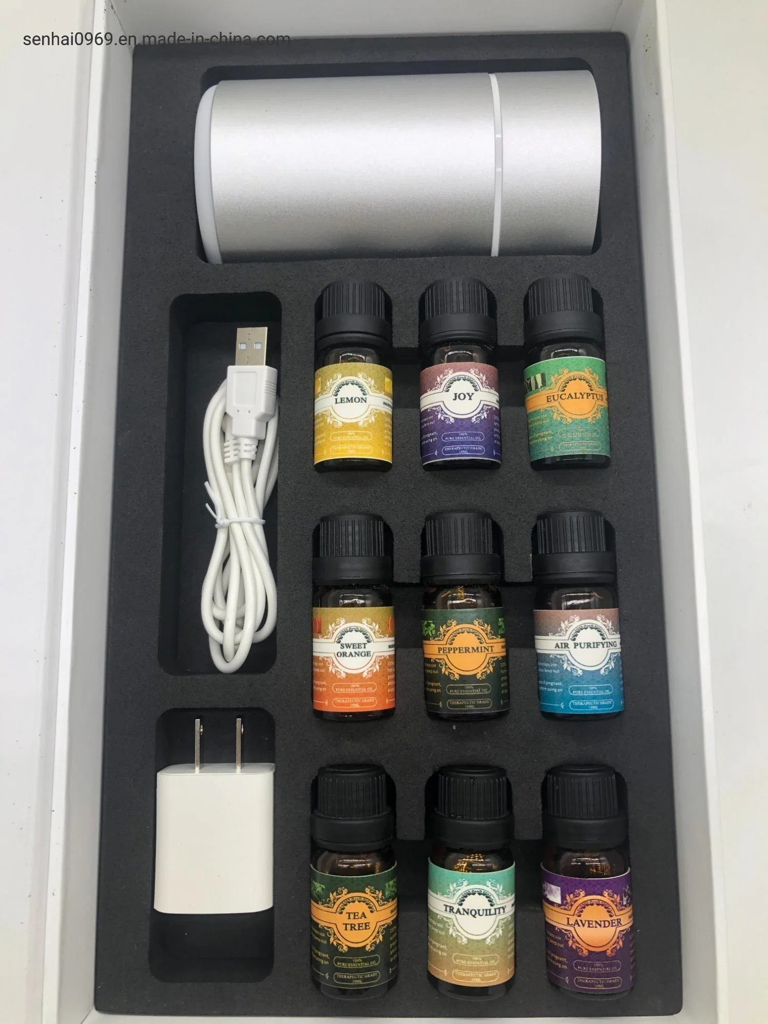 Private Label 100% Pure Natural Gift Set Aromatherapy 9 PCS Blend Protective Essential Oil Set with Diffuser