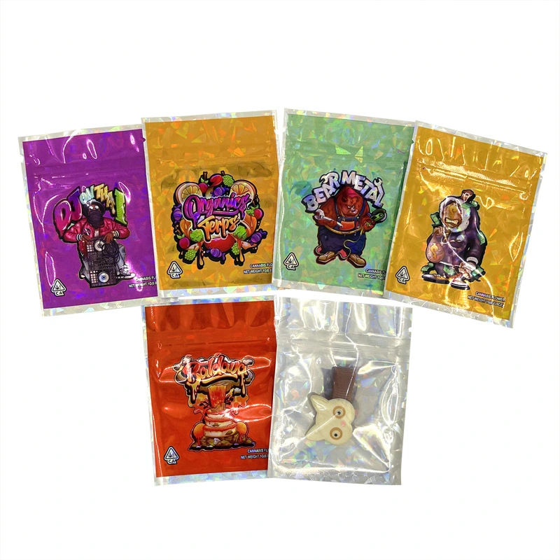 Custom Print Smell Proof Mylar Pacakaging Bags 1g 2g 3.5g Food Grade Dried Flower Tea Candy Snack Storage