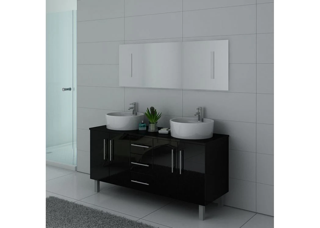 140cm de suelo negro Muebles de baño con lavabo doble