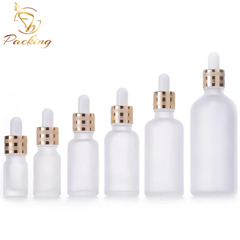 Leere Verpackung 5ml 10ml 20 ml Frosted ätherisches Öl Flasche Mit Glaskappe Gold