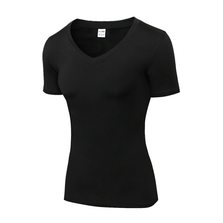 Camiseta de yoga para mujeres en el gimnasio, cuello en V, mallas de fitness, camiseta de deporte de secado rápido, ropa de correr para chicas, top sexy de yoga, Wbb14455.