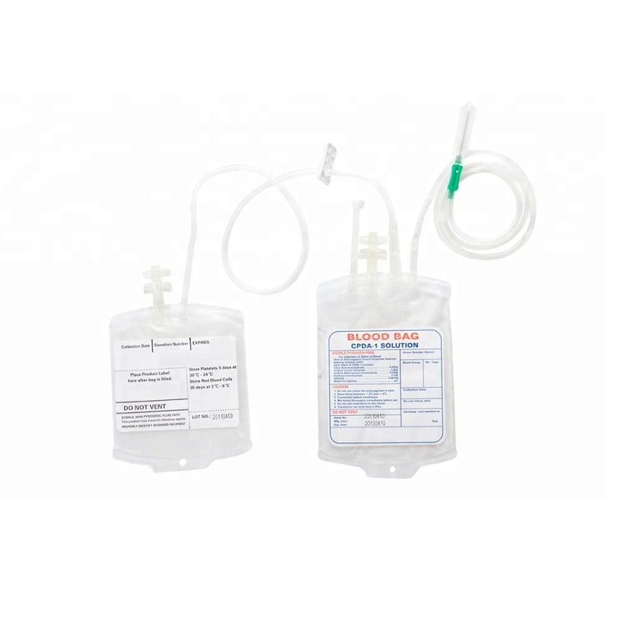 CE/ISO 13485 Medizinisches Einmalblut 250ml 450ml 500ml Single Cpda Sammeltasche