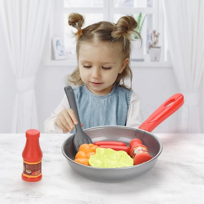 Role Play Hands-on Ability Rich and Various Foods Match Creatively to Make Delicacy Fried Egg Pan Kitchen Toy Set Kitchenware