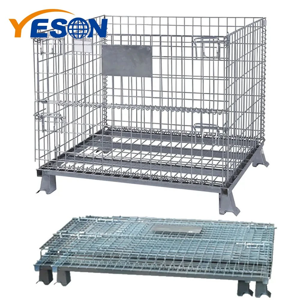 Anping Lockable Collapsible Pallet Box Wire Mesh Container Storage Cages with Wheels