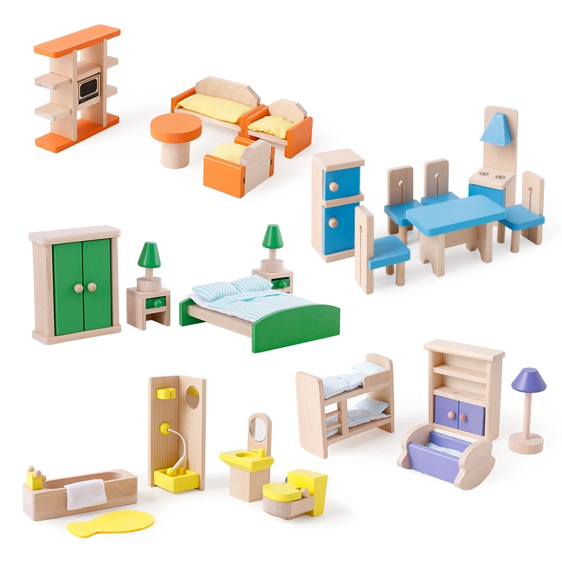 High quality/High cost performance  Wooden Doll House Furniture Accessories Natural Solid Wood Furniture Toys