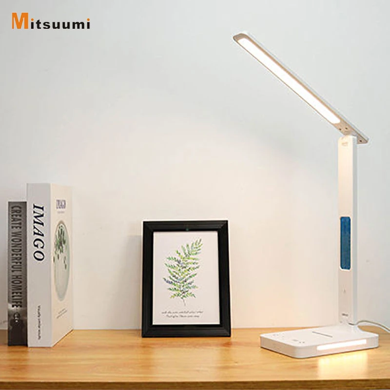 Interruptor táctil LED lámpara de escritorio plegable con la carga con pantalla LCD de temperatura